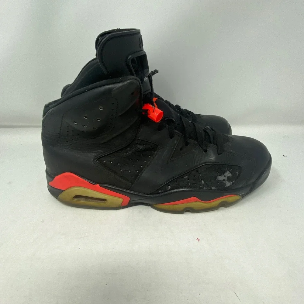 Jordan 6 Retro Infrared 2014 Black Infrared Sneakers 384664-023 Mens Size 9